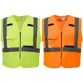 Small/Medium Orange and Yellow Class 2 High Visibility Safety Vest with 10 Pockets (2-Pack)